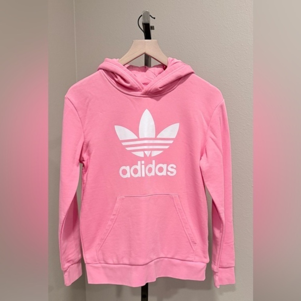 Adidas girls size large hot pink/ white hoodie